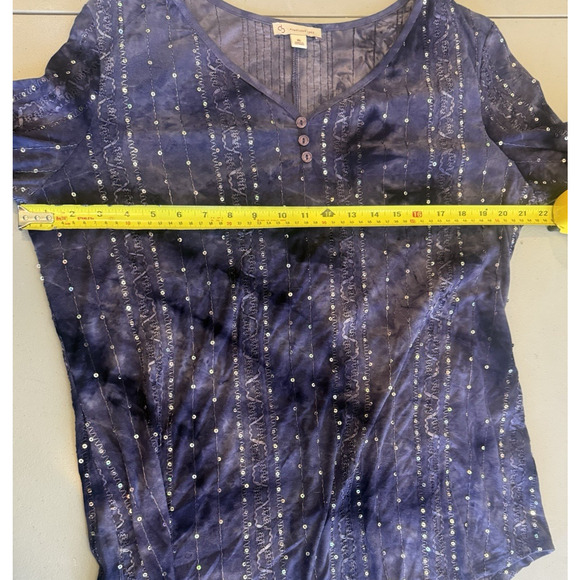 CB Established Womens Embroidered Henley Top Size XL Acid Wash Grunge Witchy Y2K - Picture 11 of 11